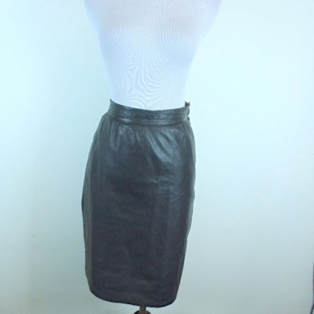 Emanuel Ungaro Parallele Black Leather Skirt 6 Vintage
